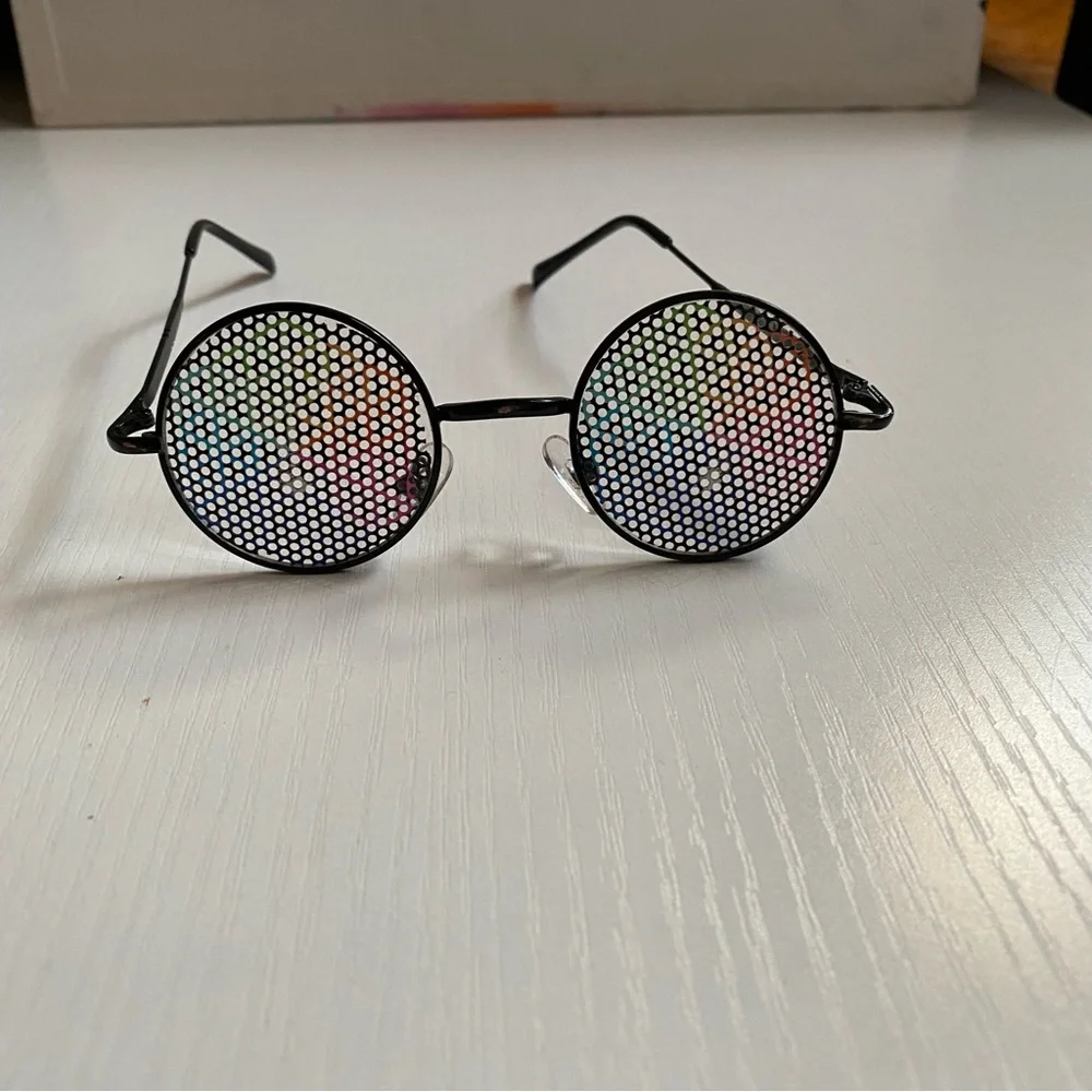 Round Hippie Rainbow Sunglasses Multicolor Flower of life Sunnies